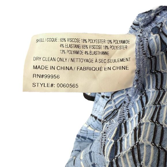 Shoshanna Size 4 Sophie Stripe Midi Dress Blue Ruffle Hem Knit Statement Sleeve - Picture 6 of 7